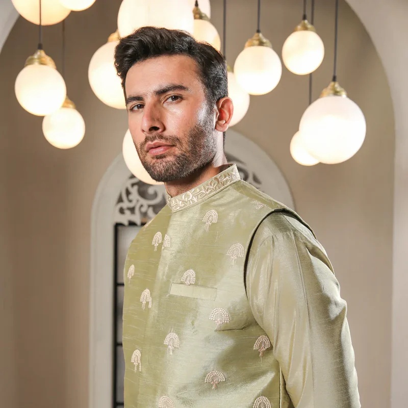 Pista Panjabi Trouser with Embroidered Waistcoat - Men